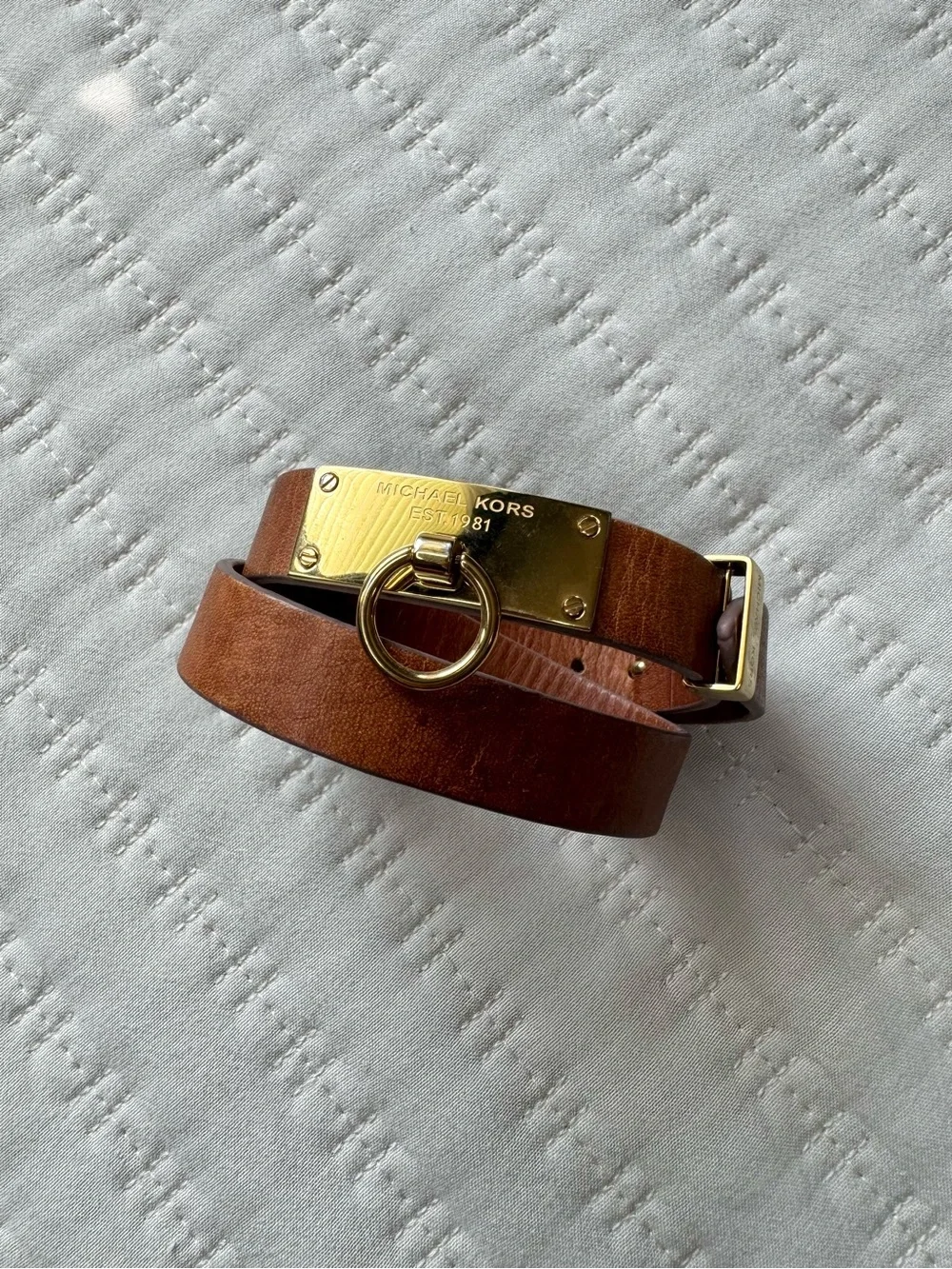 Michael Kors Gold Hardware Double Twist Leather Wrap Bracelet